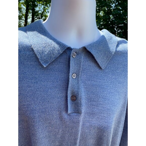Mens XL Blue Merino Wool Long Sleeve Polo Sweater Jos. A. Bank Signature Collect - Picture 2 of 7
